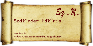 Szünder Mária névjegykártya