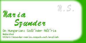 maria szunder business card